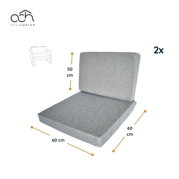 Zestaw poduszek na 2 fotele stalowe 60x6050