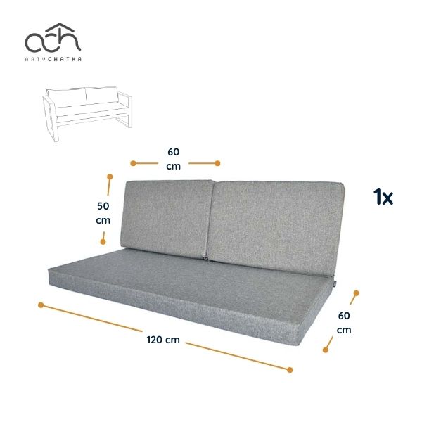 Poduszki na sofę stalową 120x60